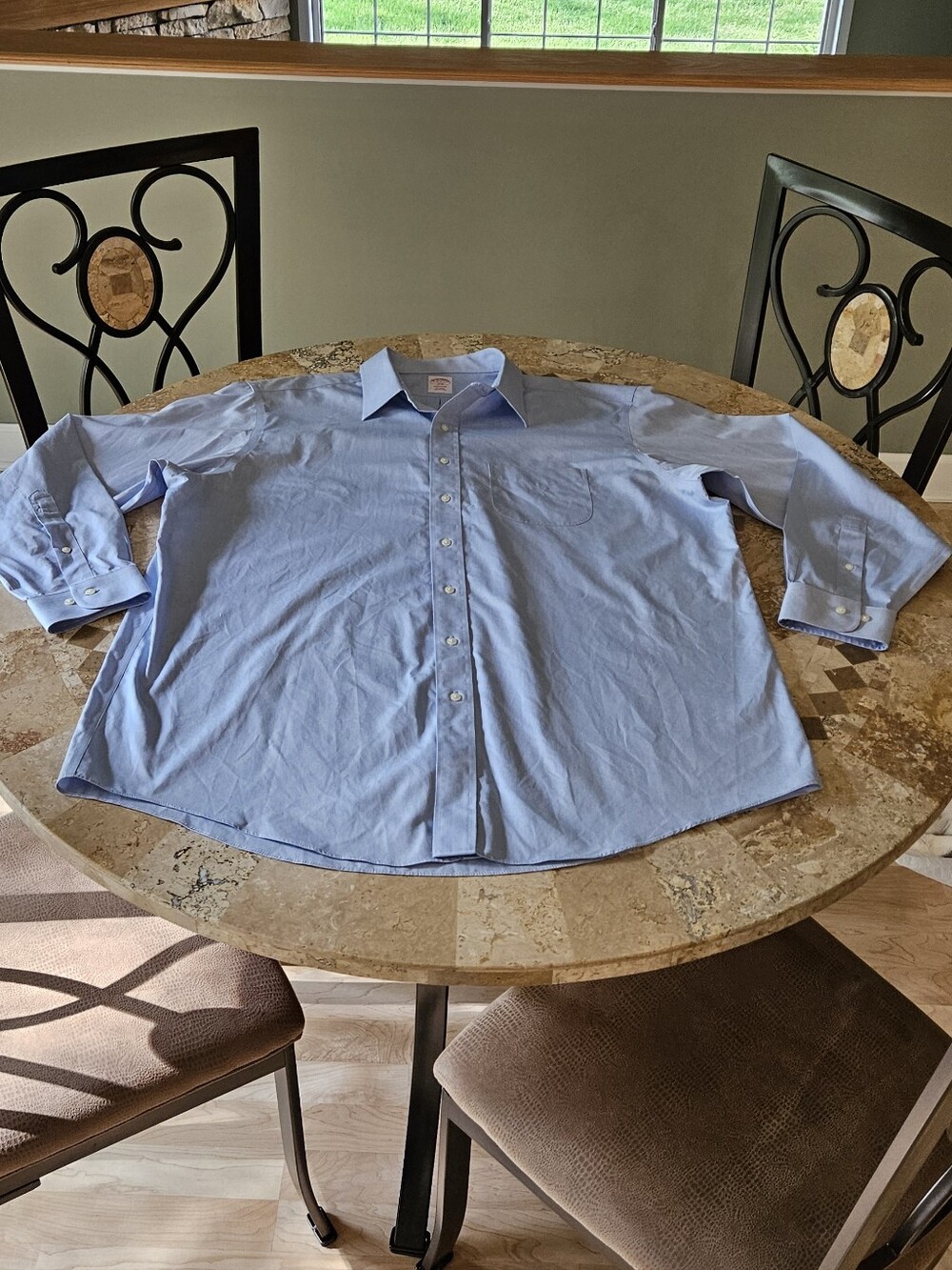 Brooks Brothers Blue Dress Shirt Men's Size 18-6/7 18 36/37 Non-iron